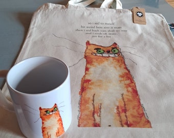 bit weird tote bag and mug