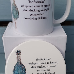 Emu dickhead mug and coaster set