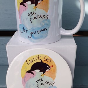 Don&#39;t let the f***ers mug and coaster set