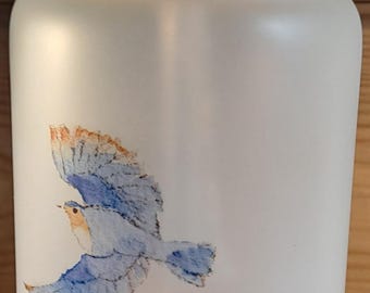 Wild bird frosted glass tumbler