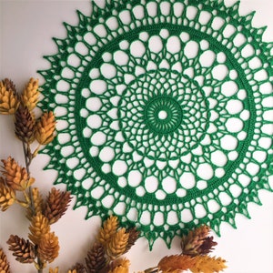 13&quot; Handmade crochet doily, cotton doily, crochet decor, crochet napkin, party decor, dreamcatcher base, green doily