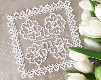 8*8" Handgemachtes Häkel-Doily, Baumwoll-Doily, Häkeldeko, Party-Dekor