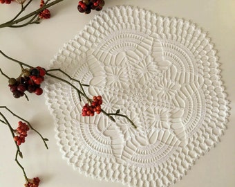 10 3/4" Handmade crochet doily, cotton doily, white doily, crochet decor, party decor