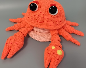 Virkmönster för stapelleksak av krabba i PDF-format, amigurumi-krabbtorn