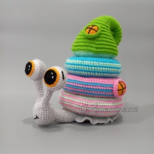 Snail Stacking Toy Crochet Pattern, Amigurumi Ring Tower (PDF).