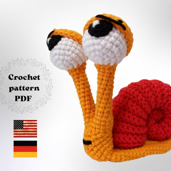 Little snail amigurumi toy crochet pattern PDF, crochet snail manual, crochet snail download