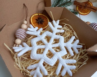 3D Crochet Snowflake Pattern, Elegant Christmas Ornament (PDF)