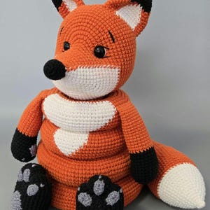 Haakpatroon vos stapelspeelgoed, amigurumi bos decoratie kinderkamer, tutorial ringtoren