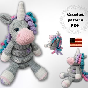 Unicorn stacking toy crochet pattern, amigurumi unicorn nursery decoration, ring tower tutorial