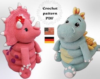 Crochet Doll & Toy Downloads - Dynamic Dinosaurs Crochet Pattern Book