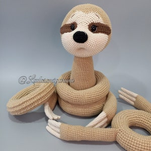Sloth Stacking Toy Crochet Pattern PDF, Amigurumi Ring Tower Tutorial ...