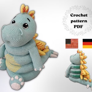Dino stacking toy crochet pattern PDF, amigurumi stegosaurus nursery decoration, ring tower tutorial,