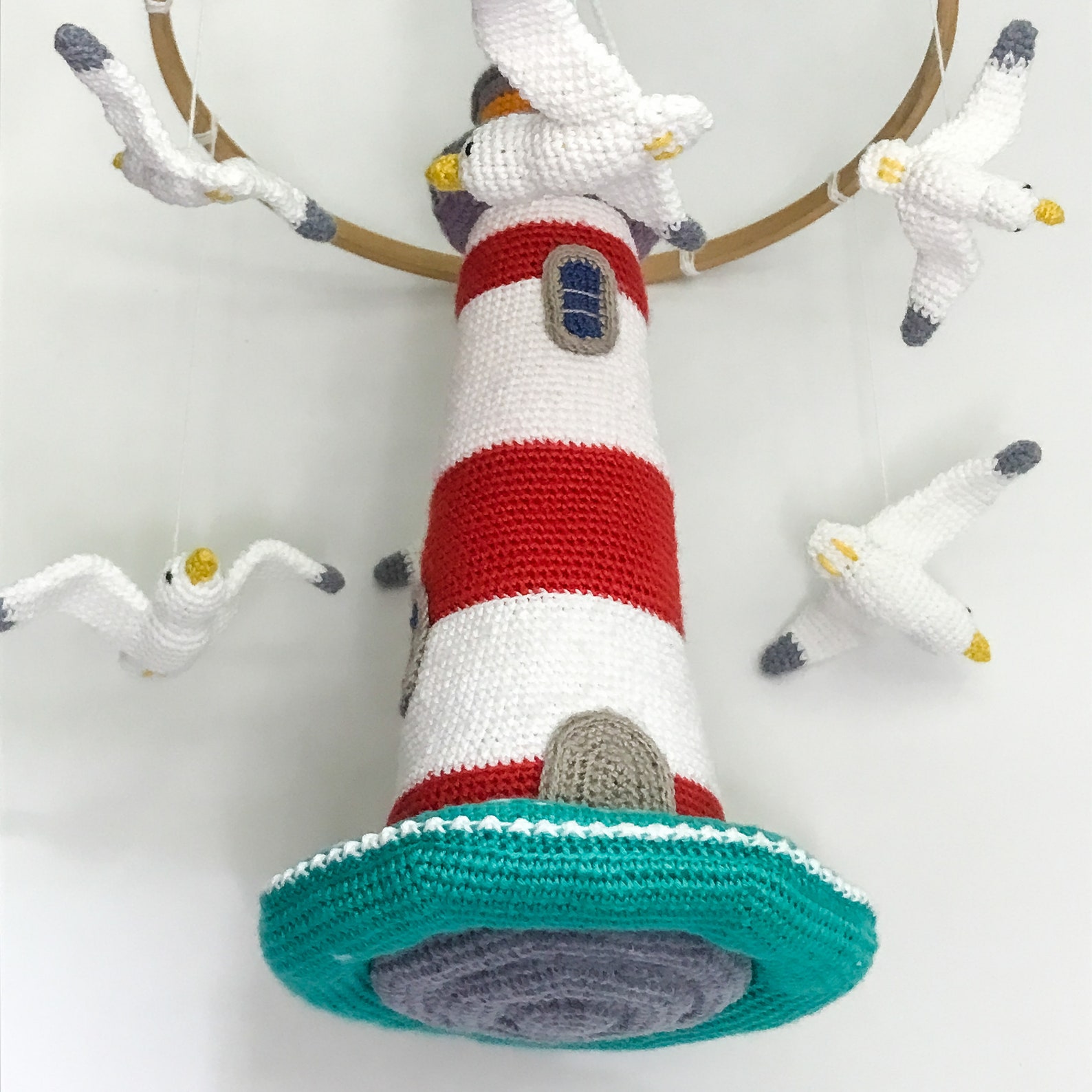 Lighthouse mobile crochet pattern seagulls crib mobile manual Etsy