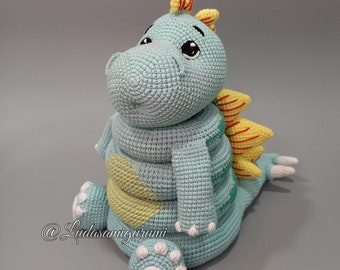 Dino stacking toy crochet pattern PDF, amigurumi stegosaurus nursery decoration, ring tower tutorial,