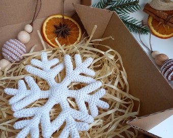 Crochet Crystal Snowflake Ornament Pattern, 3D Christmas Decor (PDF)
