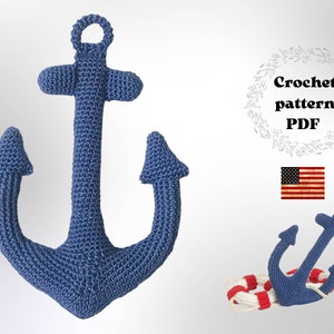 Anchor crochet pattern, nautical theme design, marine accessory, craft anchor PDF