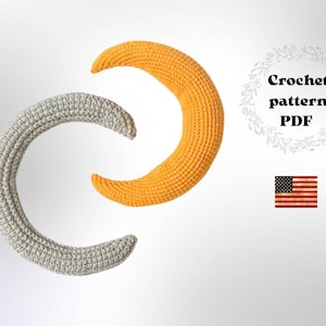 Moon crochet pattern PDF, amigurumi moon, night sky stroller chain DIY, cute baby play gym toys