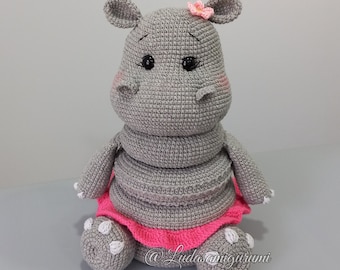 Hippo stacking toy crochet pattern, amigurumi safari animal nursery decoration, ring tower tutorial,