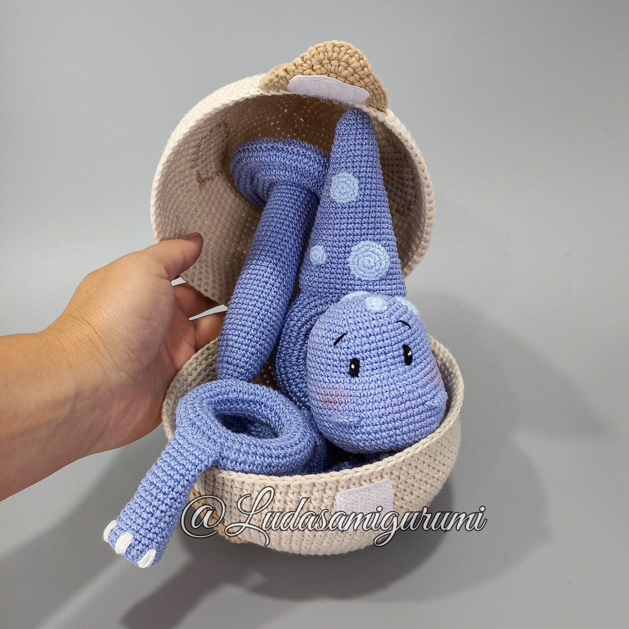 Baby Dino Stacking Toy in the Egg Shell Crochet Pattern