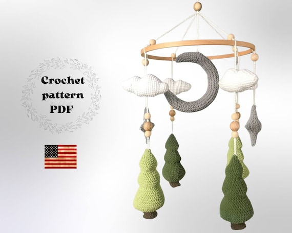 Modèle de crochet mobile Woodland PDF, jouets suspendus de