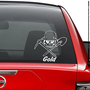 Death Skull Gold Miner Vinyl Decal Sticker Car Truck Vehicle Bumper Window Wall Decor Helmet Motorcycle and More