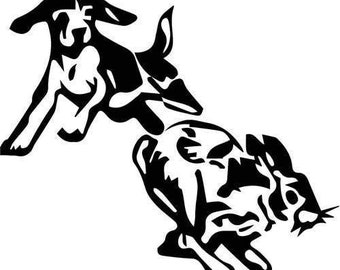 Vinyl Decal Beagle Chasing Rabbit Hunt Hunting Truck Country Bumper ...