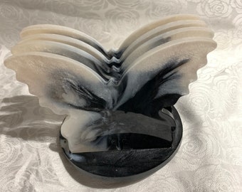 Butterfly coaster set and holder
