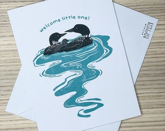 New Baby Card for Expecting Parents | "Welcome Little One!" | Loon Family