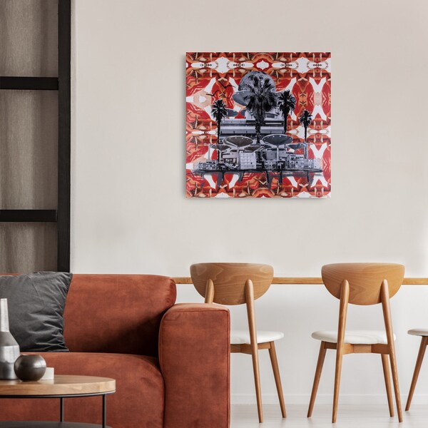 Collage auf Leinwand mit tollem Hintergrund, Einzelstück, in jeder Wohnung ein Blickfang