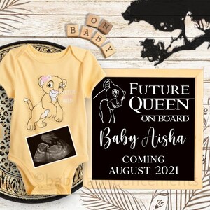 The Lion King Digital Pregnancy Announcement for social media | Disney art NALA | Safari lion themed | Announce baby Girl | Animal print