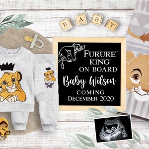 Annuncio digitale di rivelazione del sesso del Re Leone per i social media / Annuncio SIMBA per il bambino / A tema Disney / Modificabile