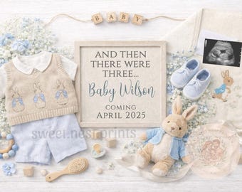 Peter Rabbit Pregnancy announcement | Baby Boy Ultrasound photo | Easter Bunny theme Announcement | Baby Spring Reveal | Digital File