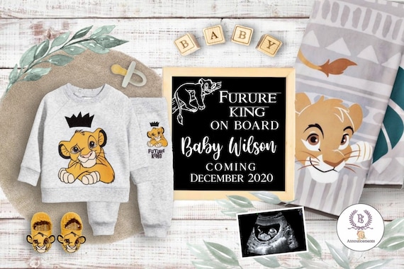 The Lion King Digital Gender Reveal digital announcement for Social media | SIMBA announcement for baby boy | Disney themed | Editable
