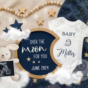 Over the Moon Pregnancy Announcement | Celestial Space theme | News from the Moon and Stars | Social Media baby Reveal | Magic Announcement