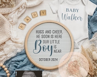 Boho baby Boy Digital Pregnancy Announcement | Custom digital download  | Baby Boy Reveal | Blue Neutral Boho Social media post | Instagram