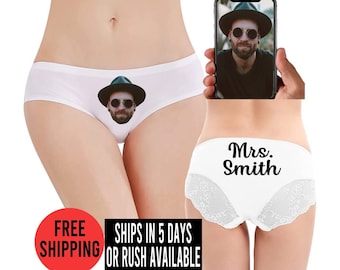 Panties fotográficos personalizados para novia, novios face underwear, Future Mrs, Bride to Be, Bachelorette, Bridal Shower, Bridal Funny Lingerie Panties