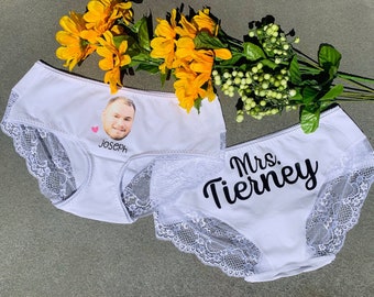 Bragas de encaje con foto personalizada: regalo de novia personalizado, ropa interior de aniversario