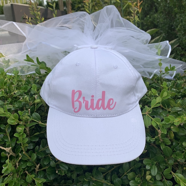 Bride Baseball Cap with attached Veil, Bride to Be Hat & Veil, Future Mrs Bachelorette Bridal Shower Gift for Wifey, Veil Hat for Honeymoon