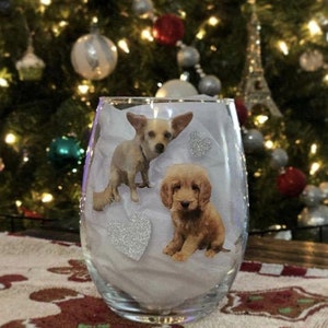 Custom Photo Wine Glass, Perfect for Pets, Babies, Loved Ones, Celebrities, etc. Dog Mom, Anniversary, Wedding,Holiday Custom Picture Gift,