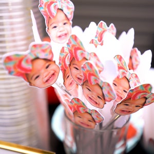 Agitadores de bebidas con foto de cara personalizados: Decoración para fiestas