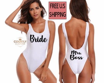 Bride One Piece Swimsuit: White Monokini, Honeymoon Bridal Bathing Suit