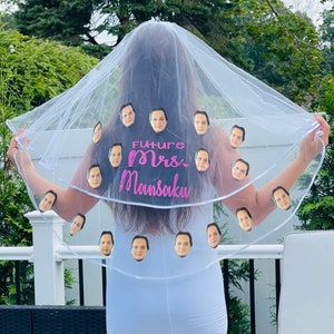 Custom Face Photo Veil for Bride, Bachelorette Bridal Shower Veil with Grooms Face, Future Mrs Veil, Gift for Future Mrs Bridal, Funny Mrs image 4