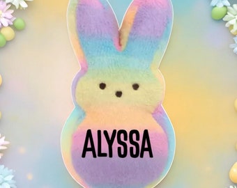 Personalized Tie Dye Easter Peep Plush, Easter Bunny Plush Peep, Easter Basket, Custom Peep Bunny, Personalized Kids Gift, Baby Girl Name