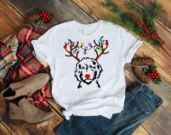 Rentier Goldendoodle Weihnachten T-Shirt: Doodle Liebhaber Geschenk