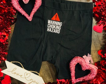 Warning Choking Hazard This Belongs To Custom Funny Boxers, Valentines Day Wedding Anniversary Birthday Honeymoon Boxers Husband Boyfriend