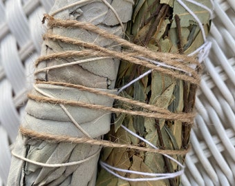 Bay Leaf Smudge Bundle- Affirmation Bay Leaves- White Sage Sticks