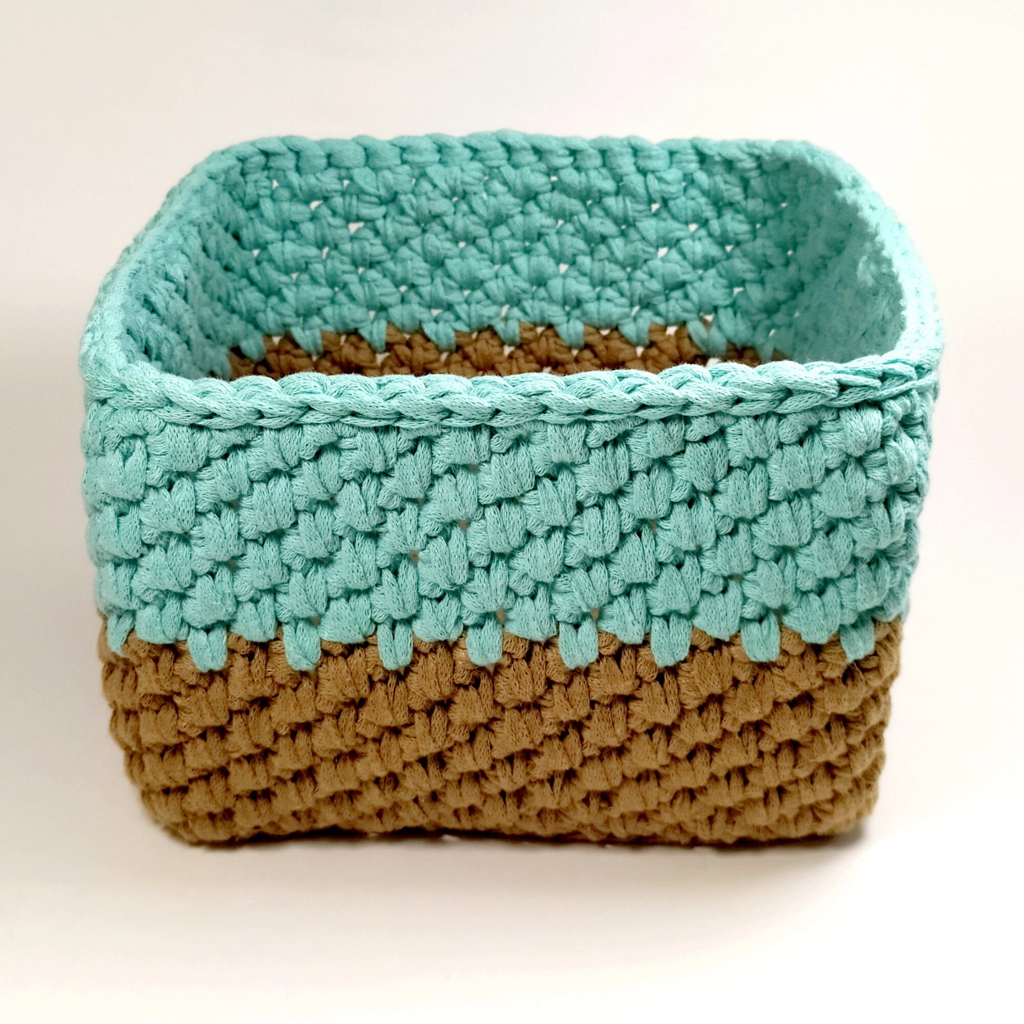 Cesta de almacenamiento cuadrada de ganchillo de algodón | Etsy