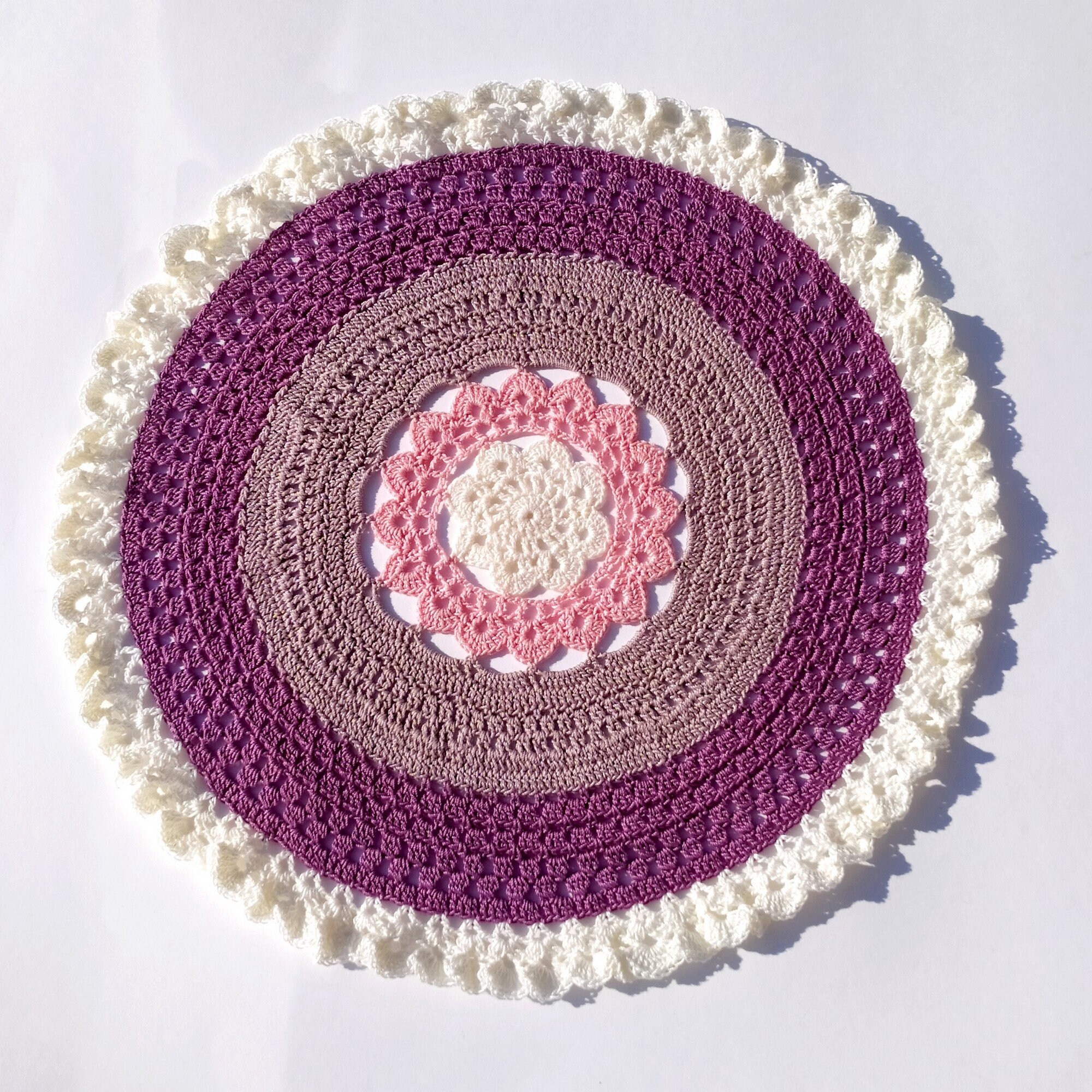 Napperon 31 cm Fait Main Au Crochet en Fil Coton