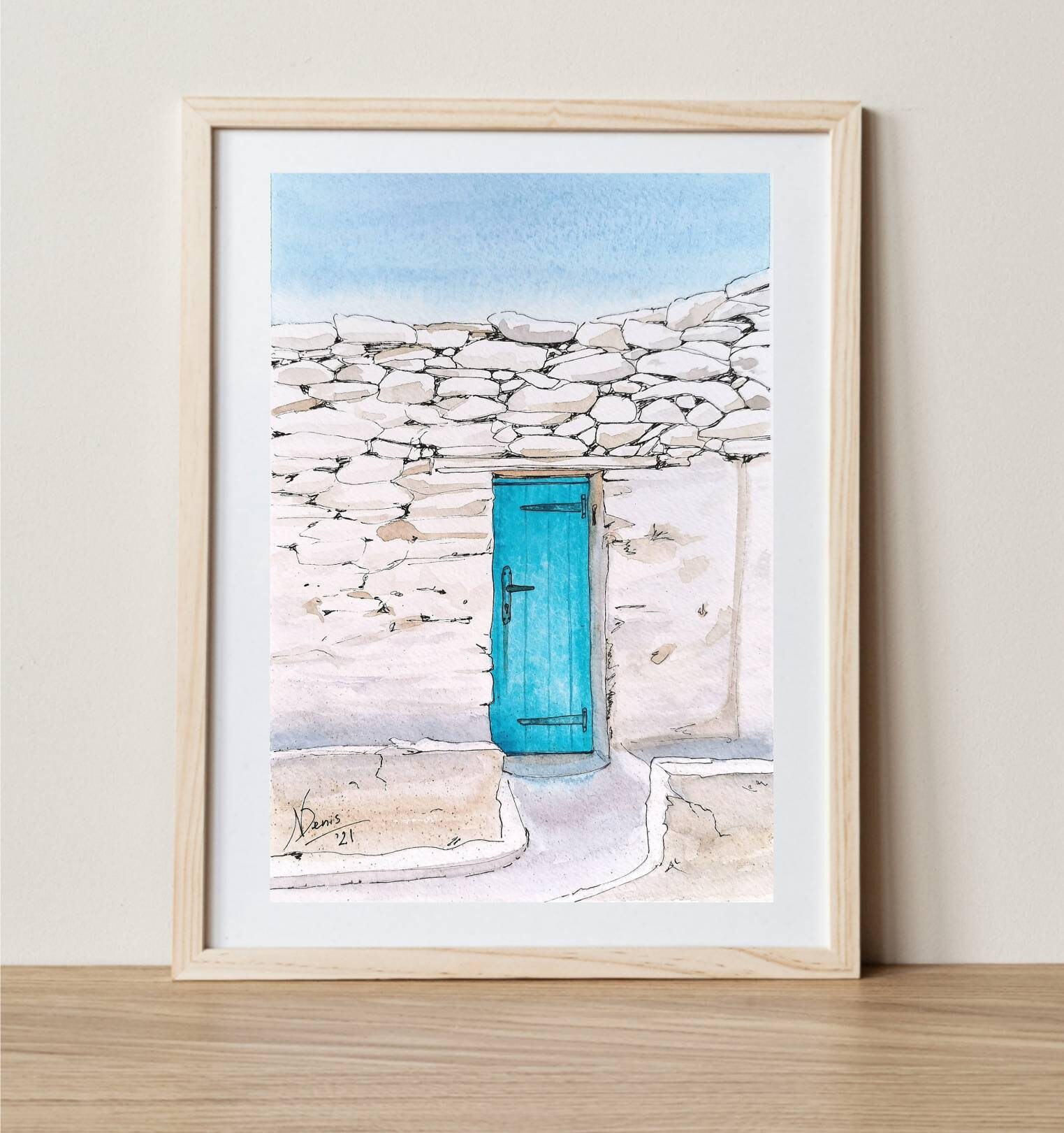 Old Blue Door Original Watercolor Painting 5.8 by 8.3 inches Etsy