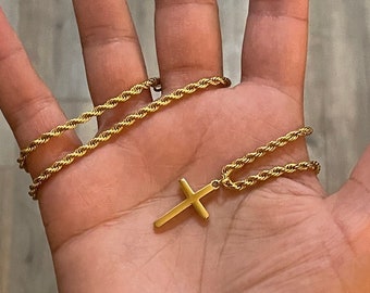 18k Silver Cross Necklace Gold Cross Necklace Men Gold Cross Pendant Christian Jewelry Boyfriend Gift Gift For Him Gift For Boyfriend